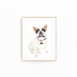 SALE - 5x7&quot; Black and White Pied French Bulldog Fine Art Print