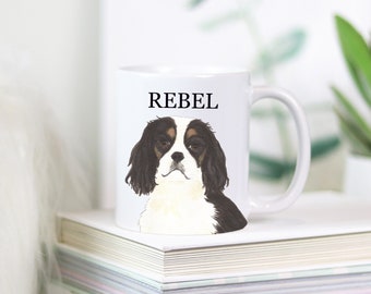 Personalized Cavalier King Charles Spaniel (Tricolor) Coffee Mug Pet Portrait