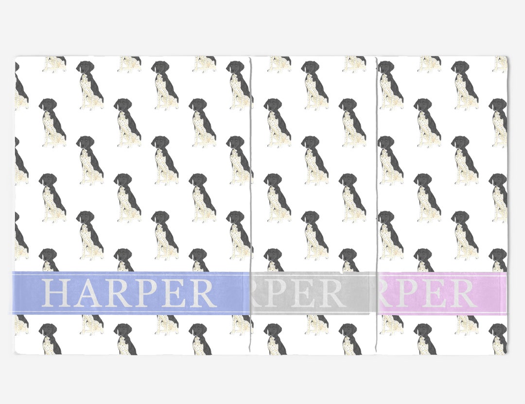 Personalized Black and White German Shorthaired Pointer Dog Minky or