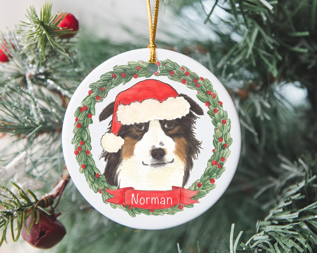 Personalized Aussie Australian Shepherd Hanukkah or Christmas Ornament