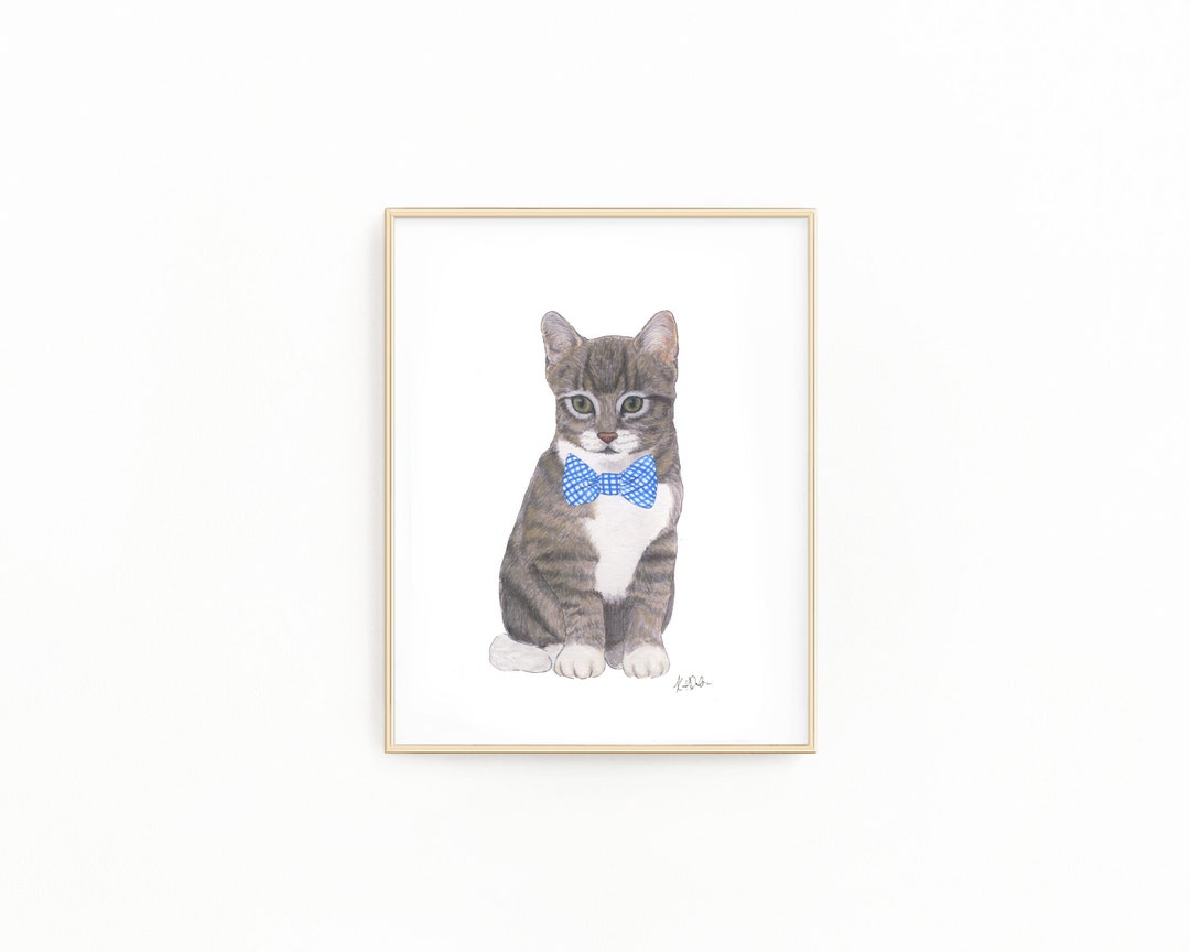 SALE - 5x7" Grey Striped Tabby Cat Fine Art Print - Etsy