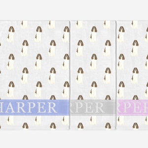 Personalized Liver & White English Springer Spaniel Minky Baby Blanket