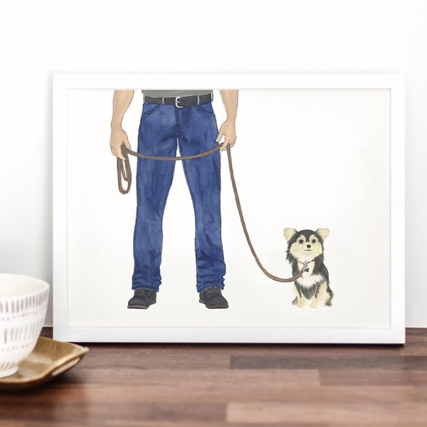 Custom Long Haired Tricolor Chihuahua Dog Dad Fine Art Print