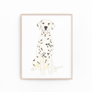 ダルメシアン犬の絵画、印刷可能、クリップアート、ペットの肖像画、特製カクテル メニュー、結婚式の詳細、保育室、本棚