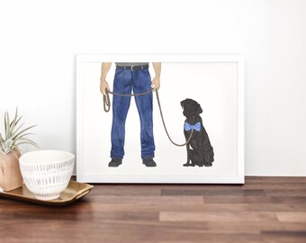 Dog Dad & Black Lab Walkin' Fine Art Print