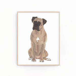 子鹿のマスクをしたボクサー犬の絵画、印刷可能、ペットの肖像画、特製カクテル メニュー、結婚式の詳細、子供部屋、本棚、クリップアート、新築祝い