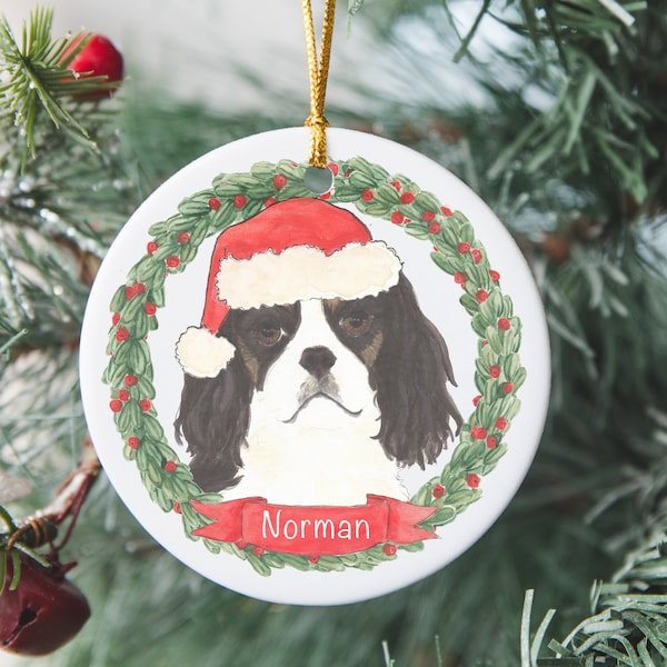 Personalized Cavalier King Charles Spaniel (Tricolor) Hanukkah or Christmas Ornament