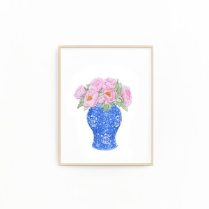 SALE - 5x7&quot; Peonies in Chinoiserie Fine Art Print