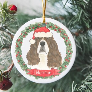 Personalized English Springer Spaniel (Red) Hanukkah or Christmas Ornament