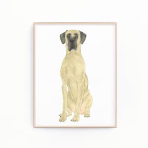 子鹿のグレートデーンの絵画、クリップアート、印刷可能、ペットの肖像画、特製カクテル メニュー、結婚式の詳細、保育室、本棚、デジタル プリント