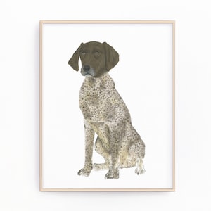 レバー＆ホワイトのジャーマンショートヘアードポインター犬の印刷物、ペットの肖像画、特製カクテルメニュー、結婚式の詳細、保育室、本棚、デジタル
