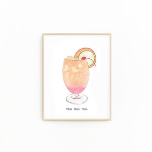 WYPRZEDAŻ - 5x7" Akwarela Mai Tai Cocktail Fine Art Print