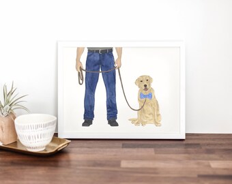 Dog Dad & Yellow Lab Walkin' Fine Art Print
