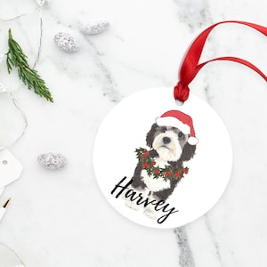 Personalized Bernedoodle Holiday Ornament