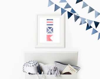 Nautical Flag Initials Fine Art Print