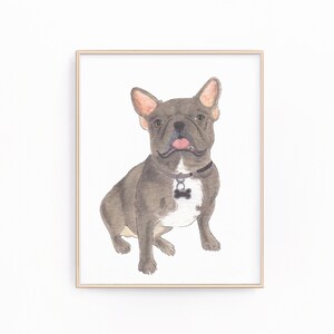 ブルー フレンチブルドッグの絵画、クリップアート、印刷可能、ペットの肖像画、特製カクテル メニュー、結婚式の詳細、保育園、デジタル、フレンチブルドッグのプリント