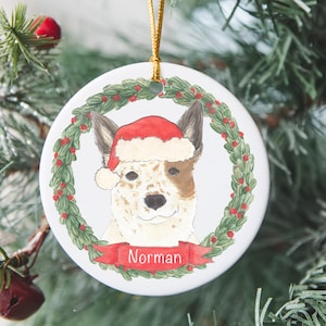 Personalized Australian Cattle Dog (Red & White) Heeler Christmas Ornament