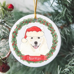 Personalized American Eskimo Samoyed Christmas Ornament