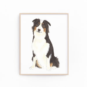 オーストラリアン シェパードの絵画、クリップアート、印刷可能、ペットの肖像画、特製カクテル メニュー、結婚式の詳細、保育園、デジタル プリントのダウンロード
