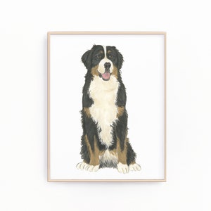 バーニーズ マウンテン ドッグの絵画、印刷可能、ペットの肖像画、特製カクテル メニュー、結婚式の詳細、子供部屋、本棚、新築祝い、クリップアート