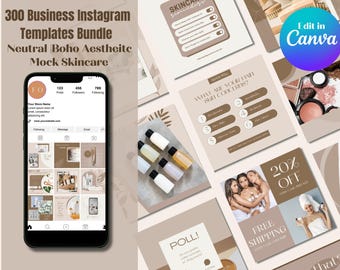 Canva Instagram Template Bundle | Boho Business Social Media (PDF)