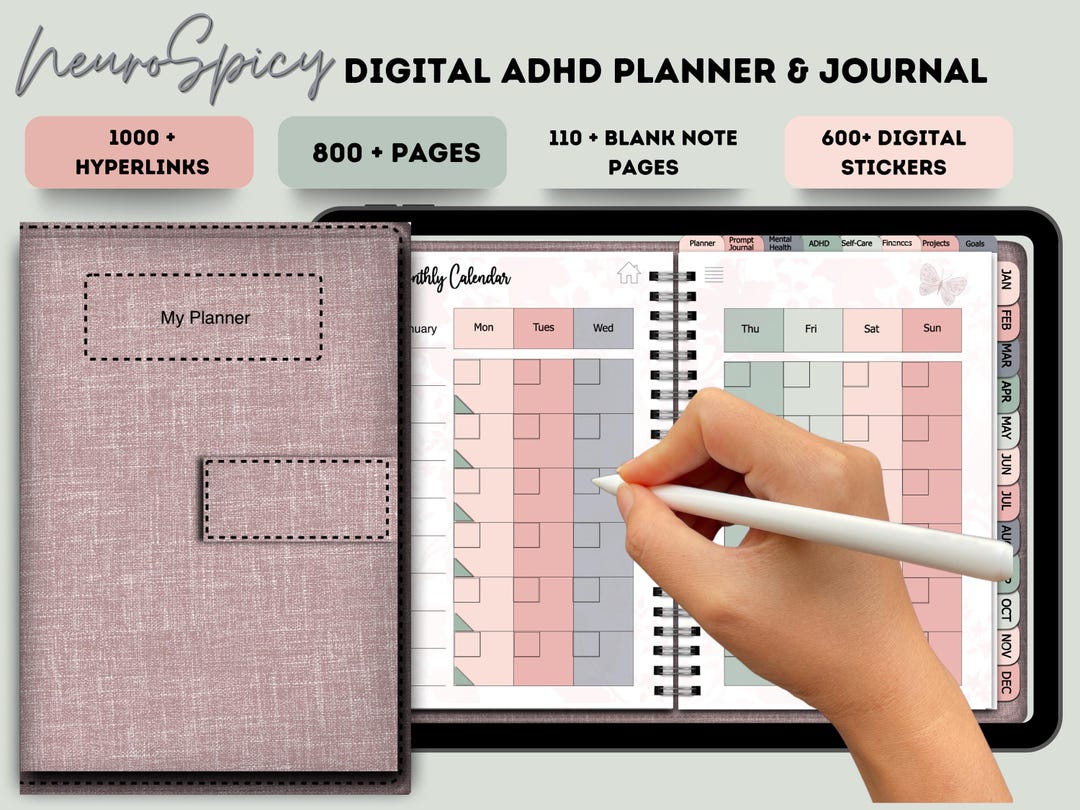 ADHD Digital Planner, Rainbow Theme, Habit & Self-care Tracker (digital ...