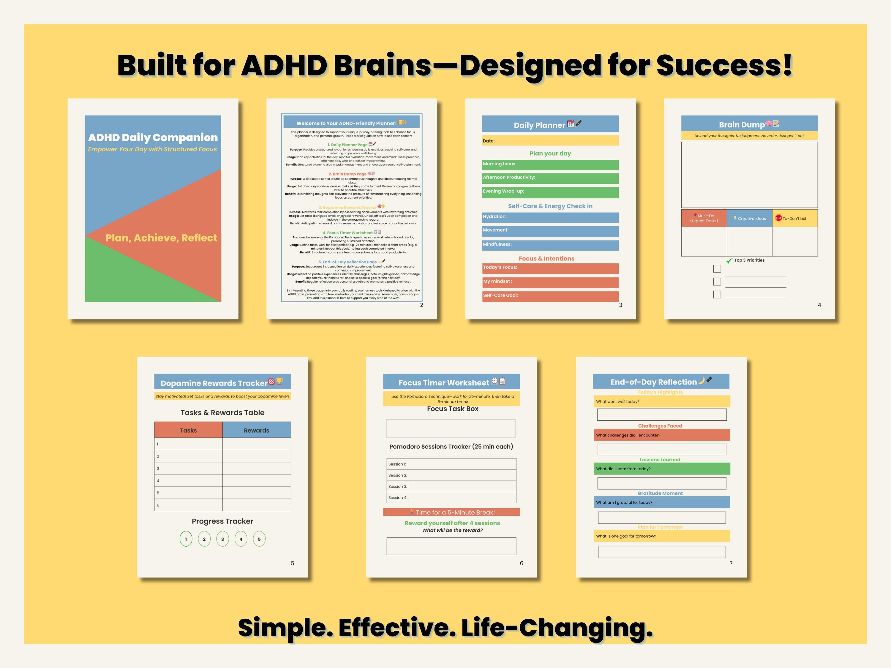 Printable ADHD Planner PDF – Minimalist Daily Organizer for ...