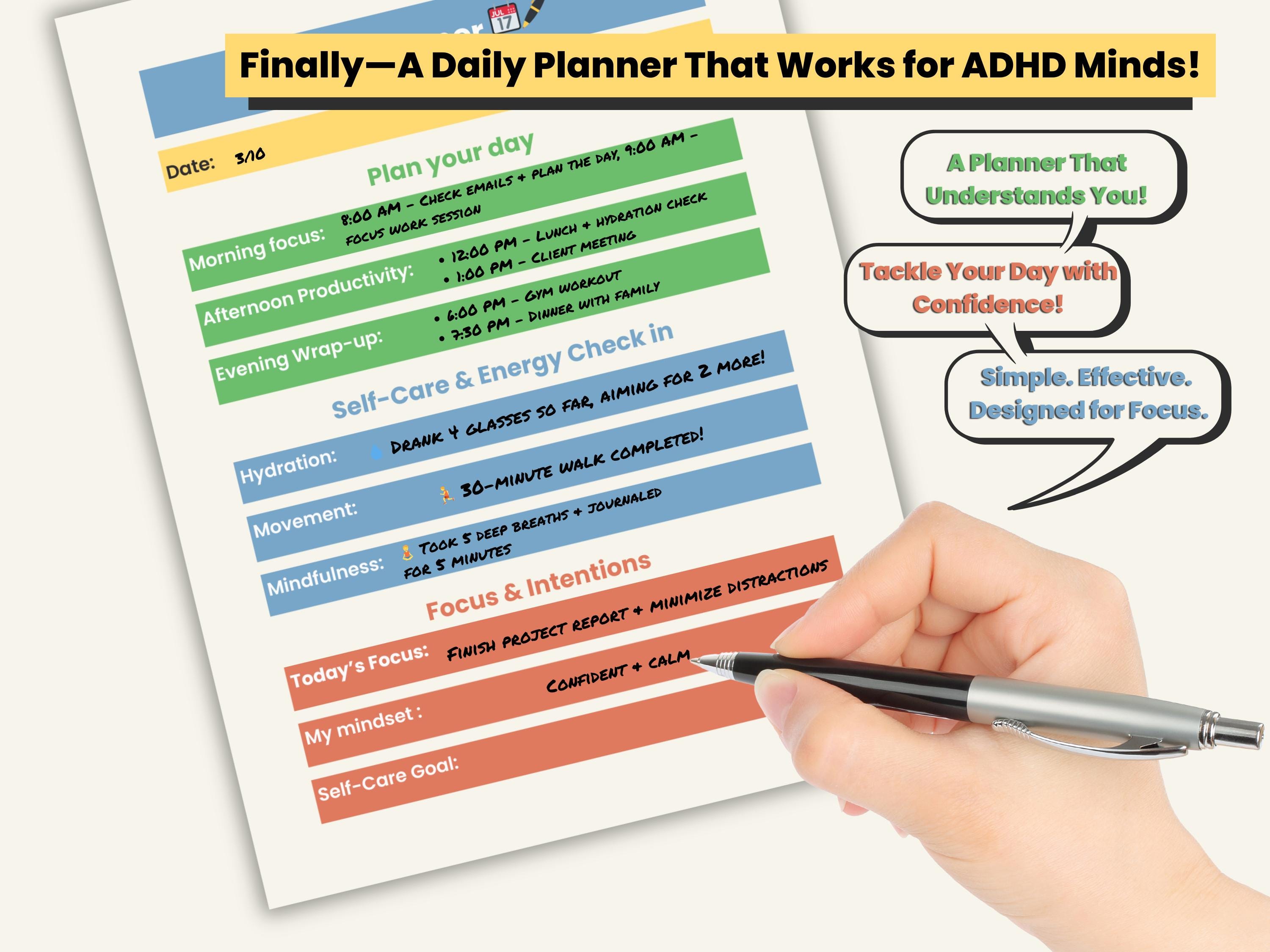 Printable ADHD Planner PDF – Minimalist Daily Organizer for ...