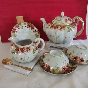 Antique Yamato Lea Poppy Teaset
