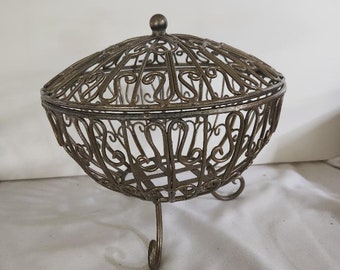 Forged Gold-flecked Lidded Basket