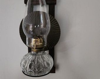 Vintage Glass Lamp with Tin Reflector