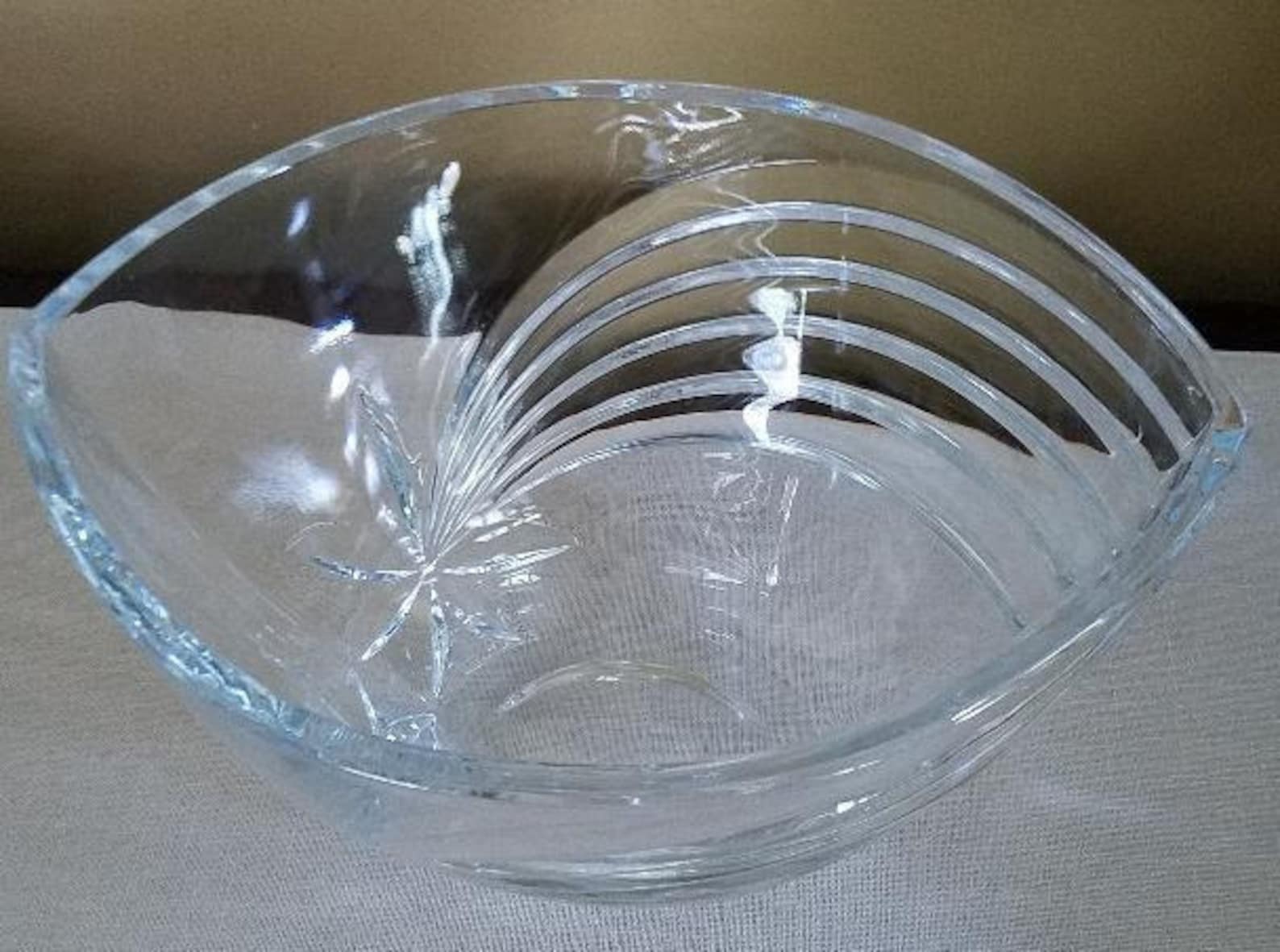 LENOX Lead Crystal Glass FALLING STAR Oval Bowl Etsy