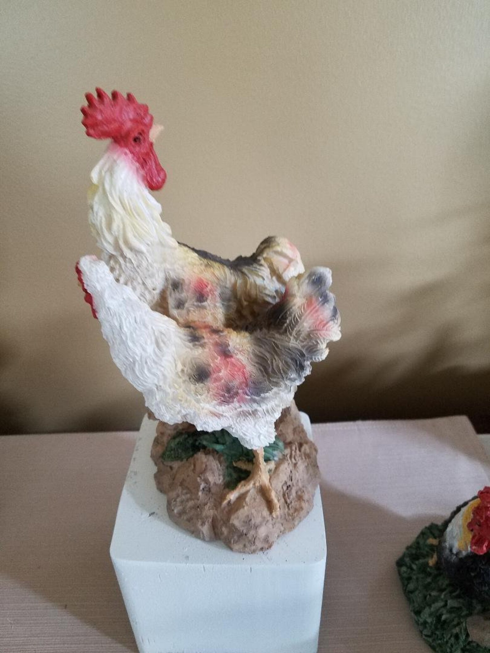 White carved Rooster Figurine | Etsy