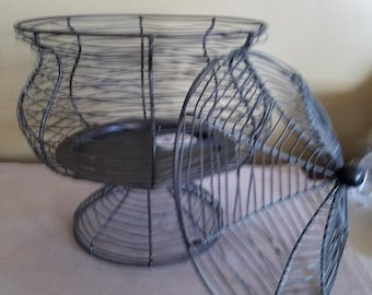 Wire Pedestal Basket with Outdoor Candle