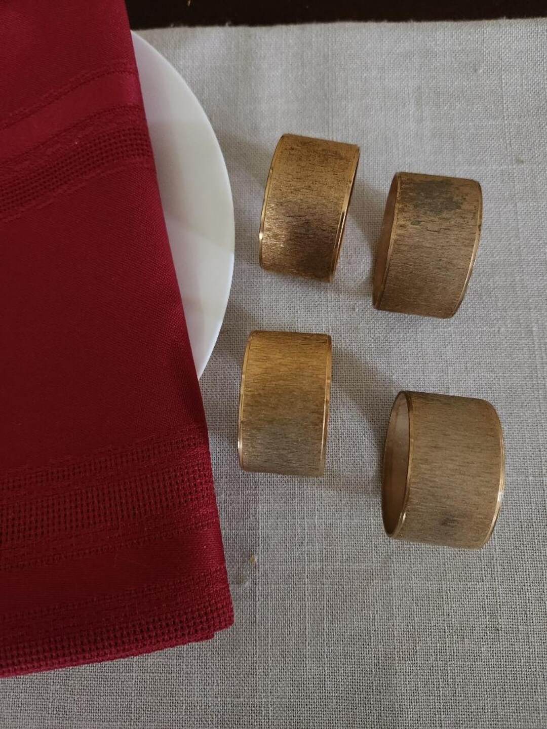 4 Gold Finish Napkin Rings Etsy