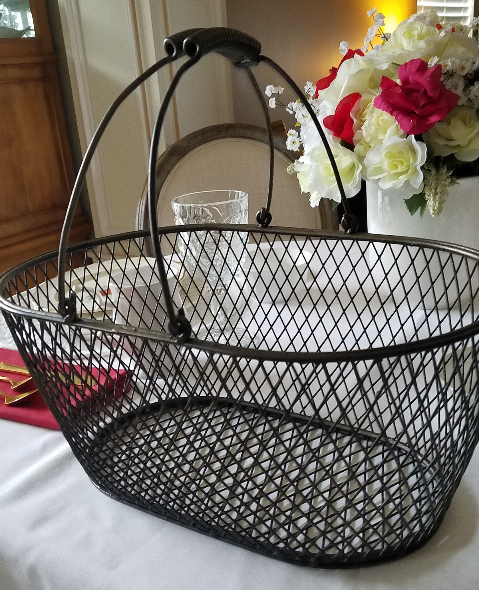 Heavy Egg Style Metal Basket Etsy