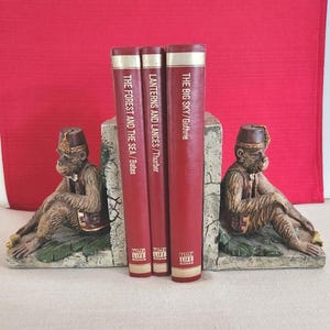 Rare Monkey In Vest and Fez Bookends