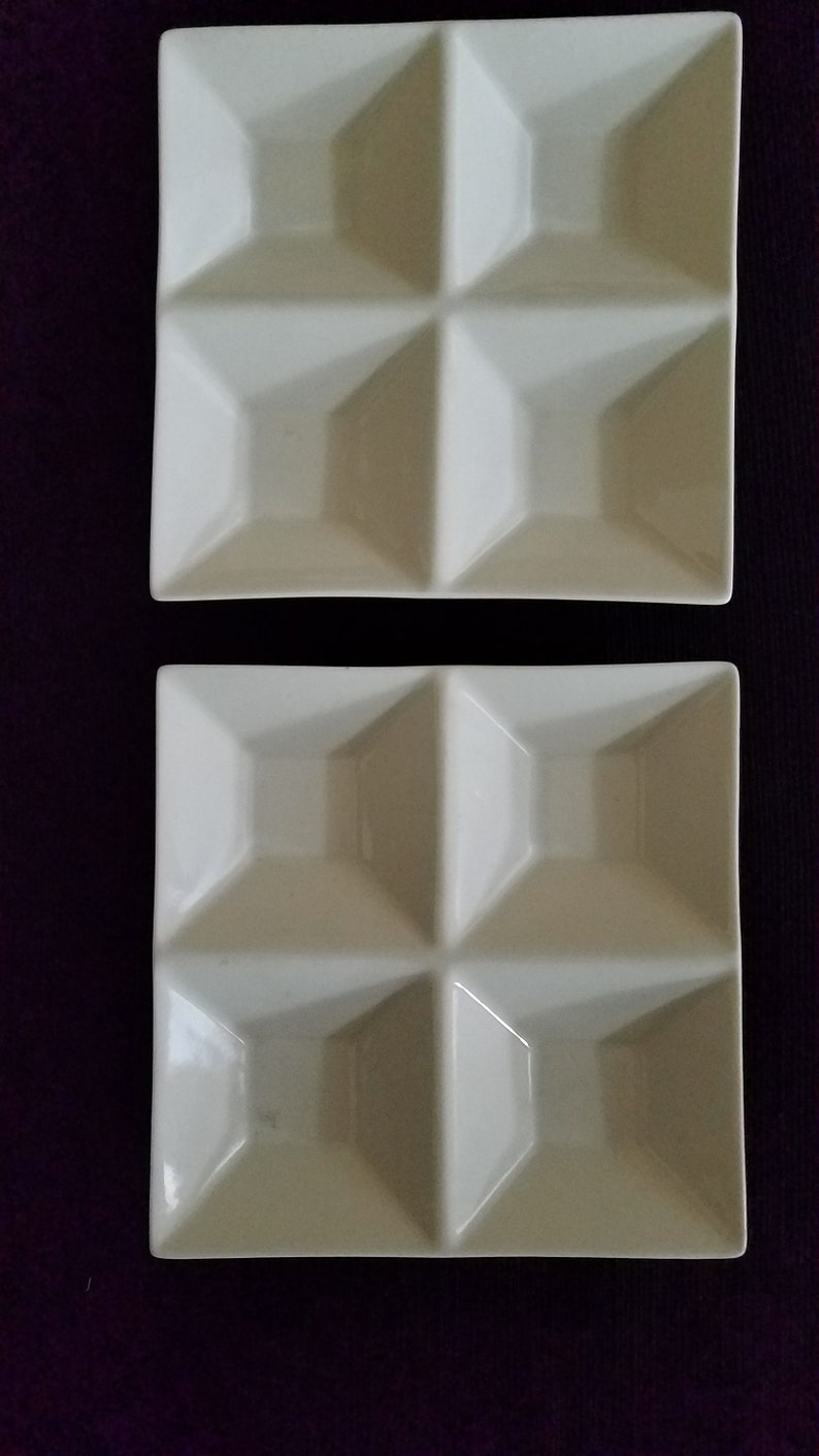Set of Four Divided Condiment Plates Etsy