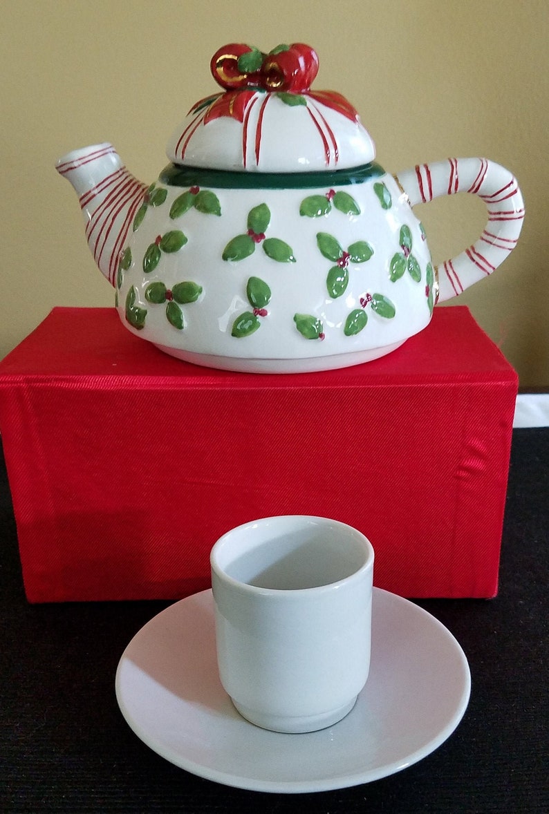 Holly Holiday Teapot Duo Etsy