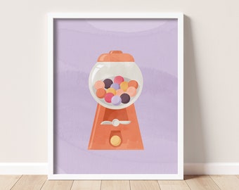 Gumball Machine Art Print, Kids Room Decor (Digital Download)