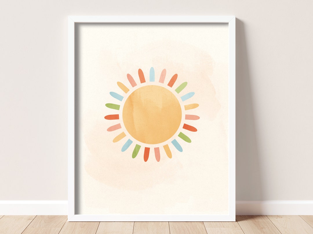 Rainbow Sunshine Nursery Print, Modern Kids Room Decor (digital ...