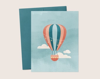 Hot Air Balloon Greeting Card | Travel, Baby Shower (Digital Download)