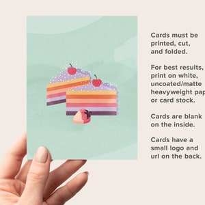 Rainbow Layer Cake Blank Greeting Card Birthday Celebration Sweet Desserts Modern Printable Folded Card Digital Download Party image 5