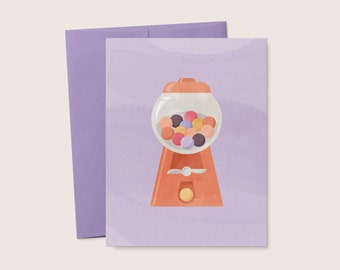 Gumball Machine Birthday Greeting Card, Minimal Art (Digital Download)