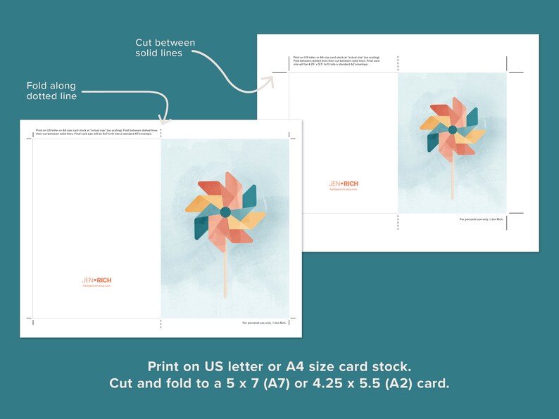 Pinwheel Text Pinwheel Greeting Card | Modern Folded Card, Baby Shower (digital ...