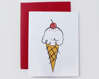 Screen Print Ice Cream Cone Greeting Card, Celebration Card