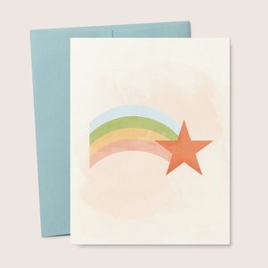 Rainbow Star vierge imprimable carte de voeux \\ anniversaire, douche de bébé, lumineux ensoleillé, encouragement, Art Minimal, carte pliée, téléchargement numérique