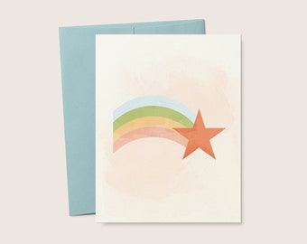 Rainbow Star Greeting Card, Baby Shower, Birthday (Digital Download)