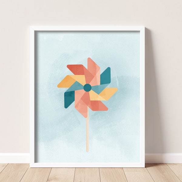 Spinning Pinwheel Art Print | Travel Wall Art | Adventure Inspiration | Modern Kids Room Decor | Nursery Decor | Printable Digital Download