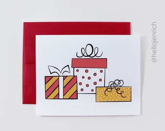 Gifts Illustration Card, Screen Print, Birthday Card